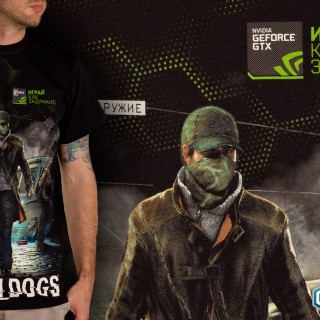 Вытравная печать футболка WATCH DOGS для NVIDEA